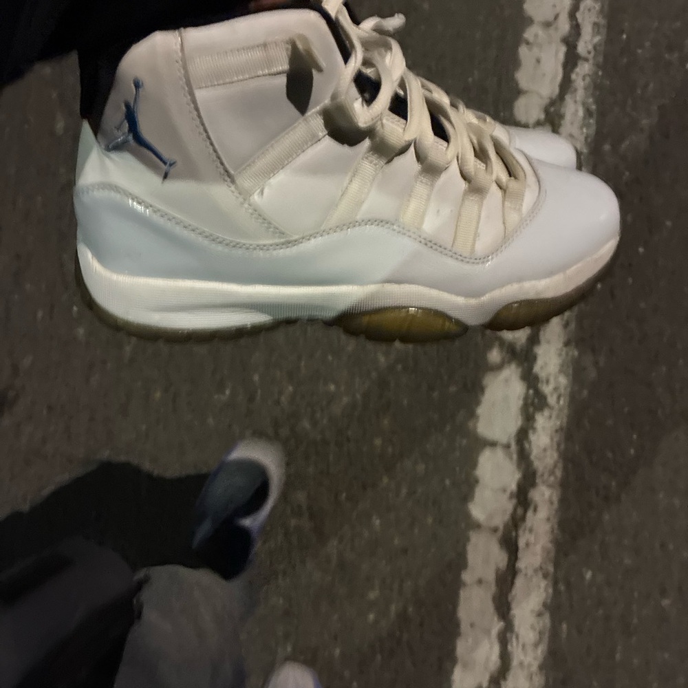 White and Blue High-Top Sneakers